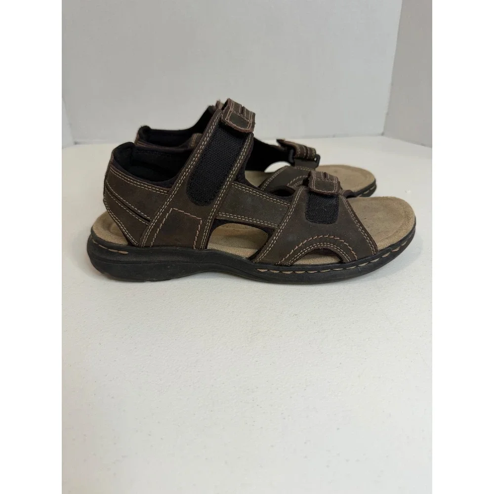 Dockers Mens Dark Brown Leather Strappy Sport Sandals Size 9M